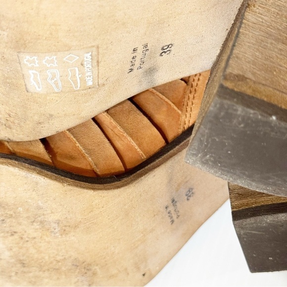 Free People Brown Hybrid Block Heel Ankle Strappy Leather Boots 38 EU or 7.5 US - Picture 9 of 10